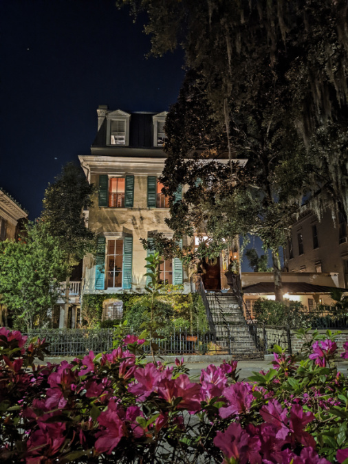 Victorian Mansion at Night in Historic District Savannah Georgia 1