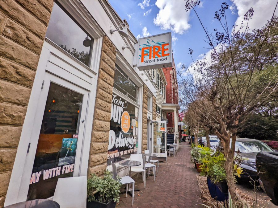 Exterior of Fire Street Food Asian Fusion Restaurant Historic District Savannah Georgia 1