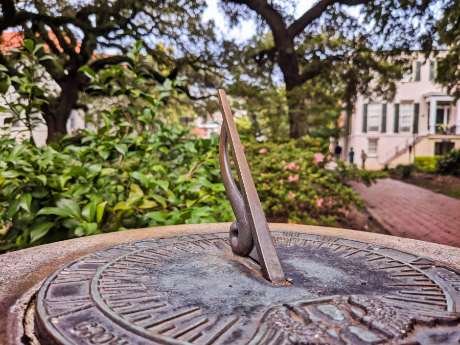 Sundial in Chatham Square Historic District Savannah Georgia 2
