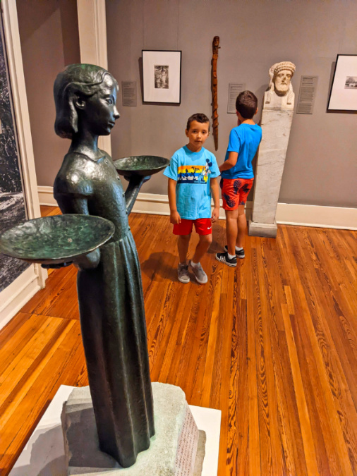 Taylor Family with Bird Girl Sculpture at Telfair Academy Art Museum Savannah Georgia 1